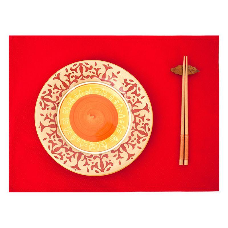 

[50% off for 2 Pieces] Hanshang Home Placemat for Western Food Anti-Scald Mat Heat Proof Mat Placemat Fabric Cotton Placemat Napkin Scarlet plain 32*42cm (rectangular placemat)
