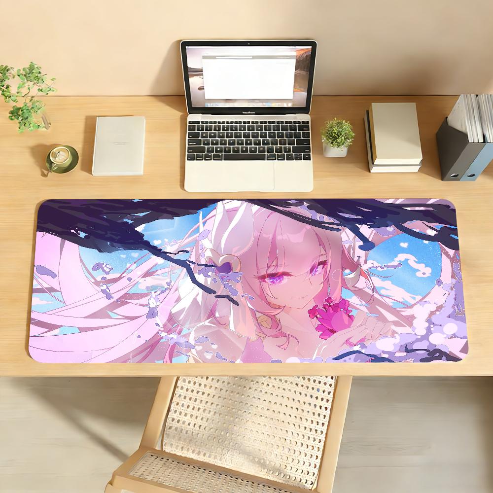 Game Genshin Impact Elysia Mouse Pad Anti Slip Rubber Edge Locked Thickened Laptop Gaming Desk Mat