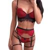 Women Sexy Lace Bra Set Sexy Three-piece Lingerie Babydoll Underwear G-String Thong Nightwear