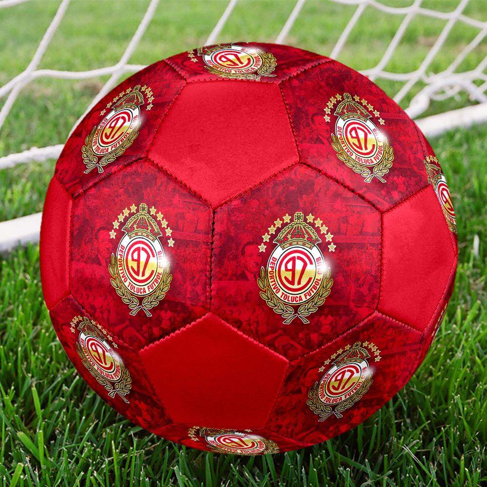 Футбольный мяч Toluca FC, разноцветный, подходит для всех возрастов, сшит машинной строчкой, материал ПВХ, соревновательного уровня, прочный и с высоким отскоком