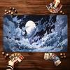 Moonlit Ocean Waves Pattern Game Playmat Non Slip Rubber Smooth Extended Table Mat For Trading Card Game Board Game Enthusiasts