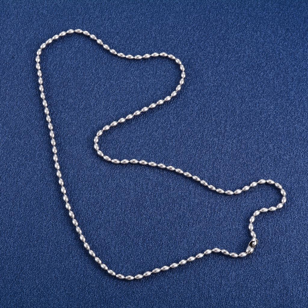 Classic Stainless Steel Oval Beads Link Chain Long Ball Necklace for Women Men Neck Choker Copper Color Metal Jewelry Accessory