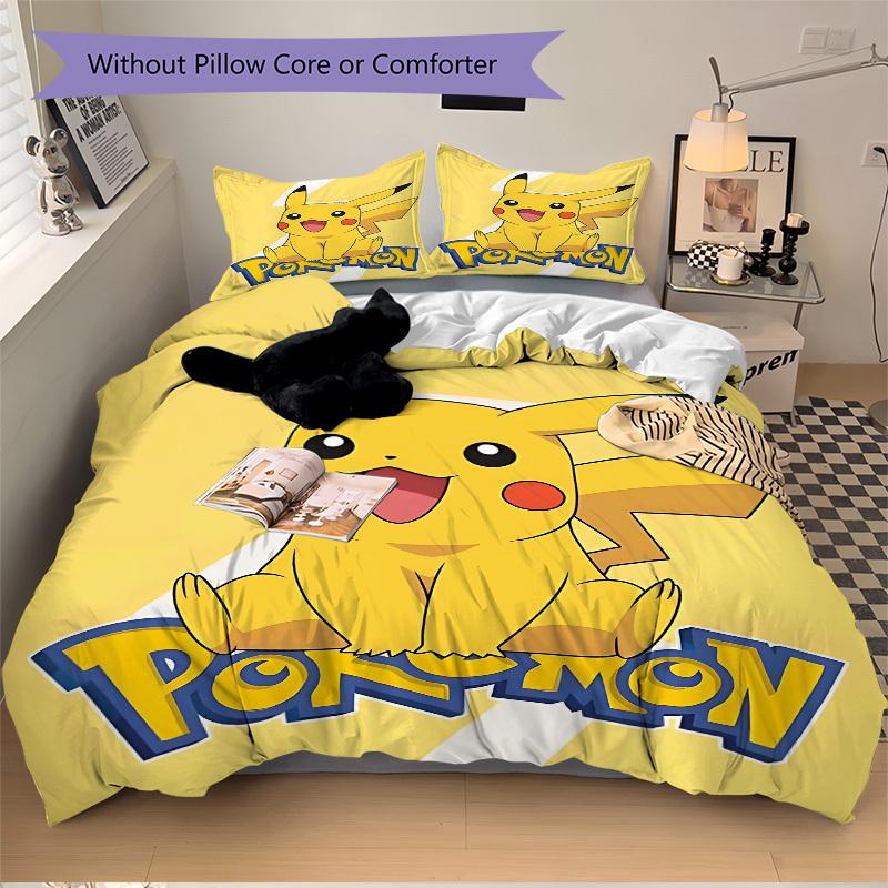 3pcs Bedding Set Pokémon Includes 1 Comforter+2 Pillowcases, Without Pillow Inserts, Soft Comfortable, Lightweight Breathable,204