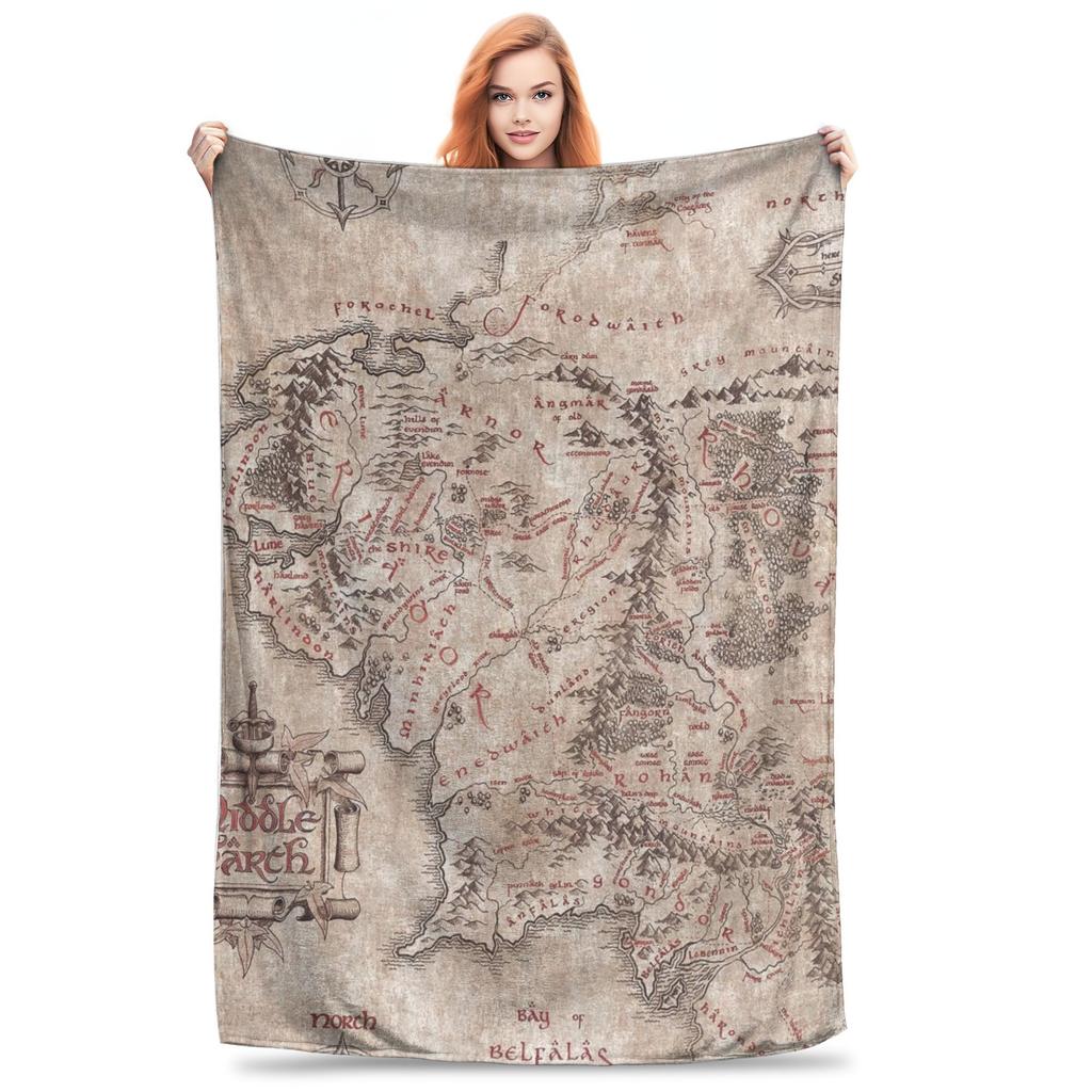 Middle Earth Map Blanket Warm Fleece Sofa Throw Blanket for Couch Bedding Office Throws Bedspread Quilt