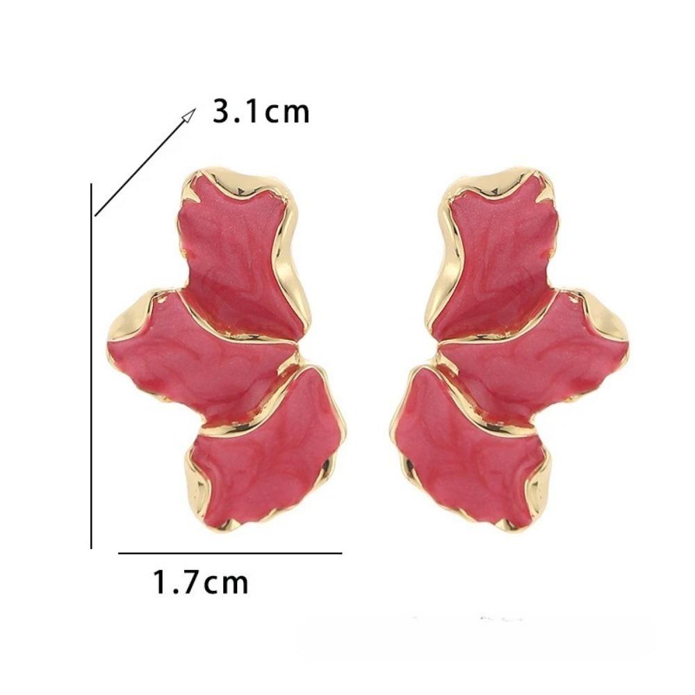 Fashion Maple Leaf Dripping Oil Flower Earrings Sweet Temperament Luxury Colorful Petal Dangle Earrings for Women