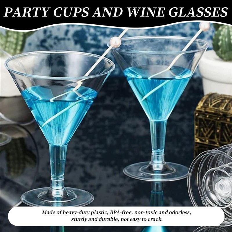 Good-Plastic Martini Glasses, Clear Wine Glasses Reusable Party Cups Dessert Cups For Cocktail Champagne Flutes Dessert