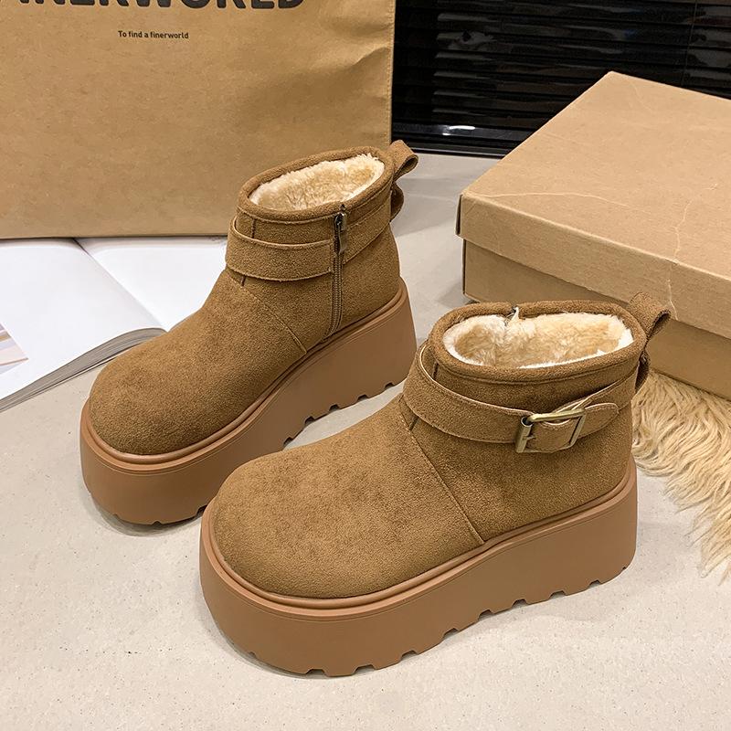 Cm Thick-soled Heightening Small Martin Boots Women's Short Boots Piled and Thickened Warm Snow Boots Cotton Shoes