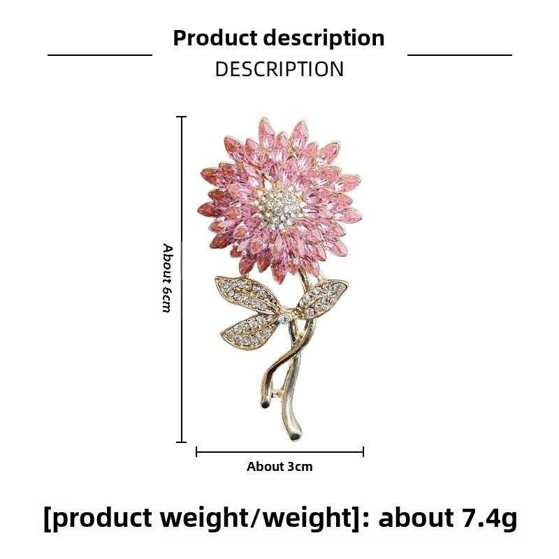 Crystal Sunflower Brooch Female Niche Premium Sense Pin DIY High-end Rhinestone Cute Brooch Girl Brooch
