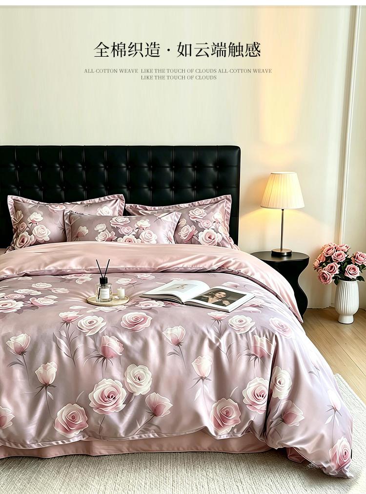 60 Piece High-End Cotton High Count Cloud Satin Printed Four Piece Set