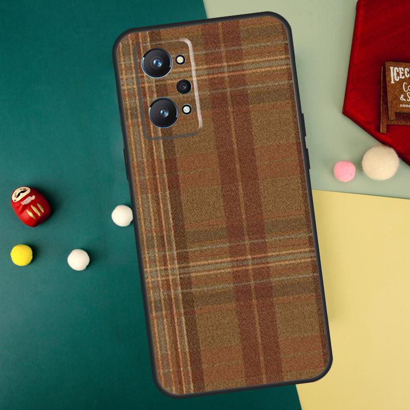 Brown Plaid For Realme GT7 Pro 15 13 10 11 12 14 Pro Plus C55 C71 C75 C67 C63 C61 C53 C35 C65 GT6 Case