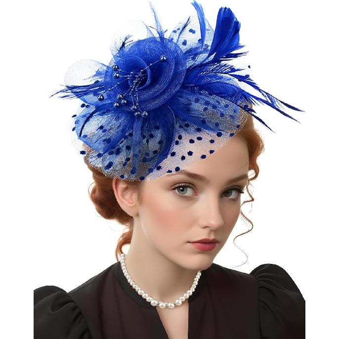 5Pcs Fascinators Hat for Women Tea Party Veil Mesh Headband Feather Hat for Women Veil Tea Party Hats