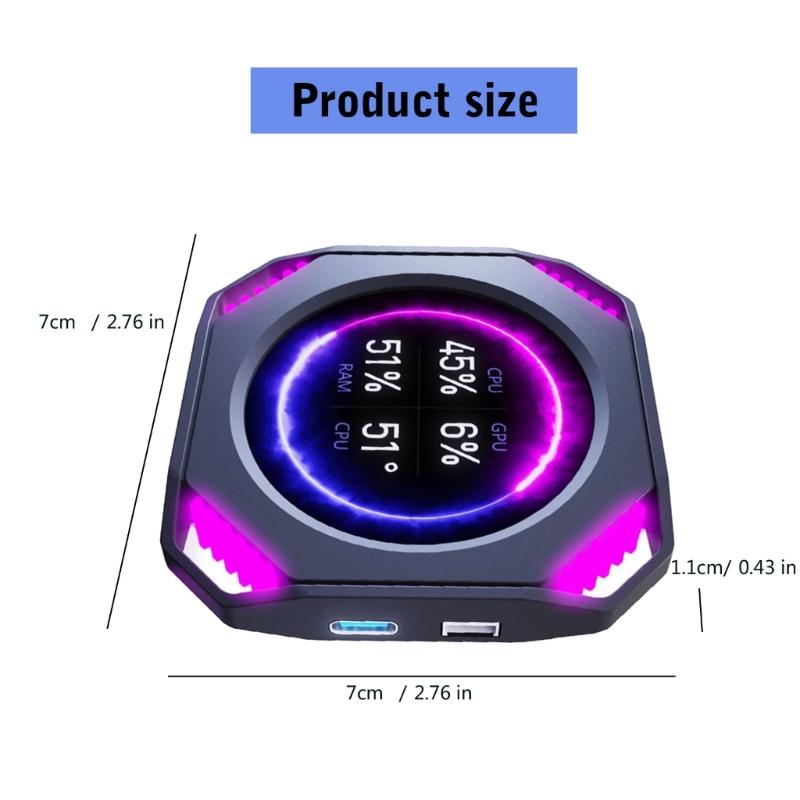 IPS Round Water Cooling Screen USB C Connecting Computer Temperature Monitors Dynamic 360°View for Customs PC Case