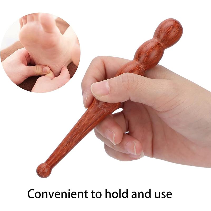 1pcs  Portable Travel Wooden Foot Massage Stick,Manual Acupressure Pen Thai Reflexology Tools,Trigger Point Massager for Face