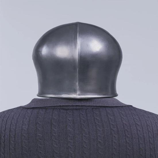 Black Barbuta Helmet  18g Steel Medieval Knight Armor, LARP Cosplay Reenactment Visor Helmet