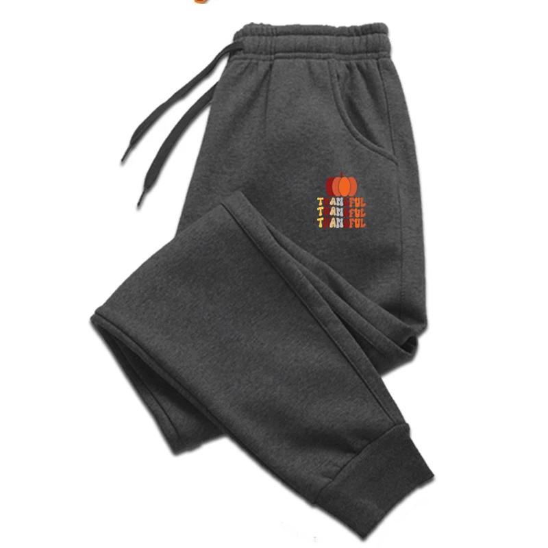 Men's Printed Autumn Winter Fitness Jogging Sport Trousers Loose Fit Solid Color Streetwear Pants