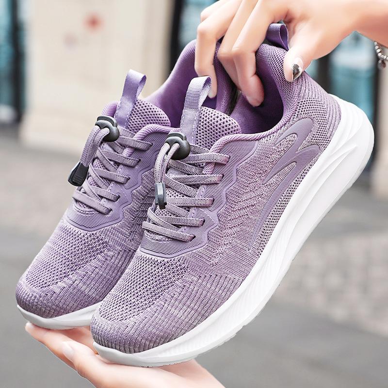 Freizeitschuhe für Damen im Sommer Neuer Stil Fly Knit Geschenk Damenschuhe Lässig Bequem Einzelne Schuhe Mutterschuhe Atmungsaktive Sportschuhe für Damen