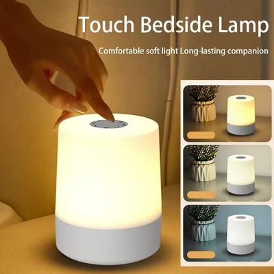 Luce Notturna Sensibile al Tocco Lampada LED USB Interruttore a Sfioramento Ricaricabile Regolabile a Tre Colori Lampada Portatile da Comodino da Tavolo Comodini