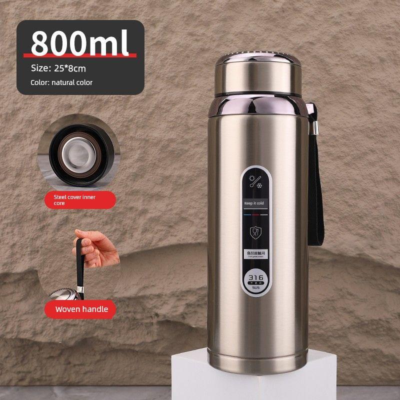 316 Steel Large-Capacity Thermos Cup for Men and Women with Filter Tea Cup Adult Business Portable Large Cup Gift Cup 600