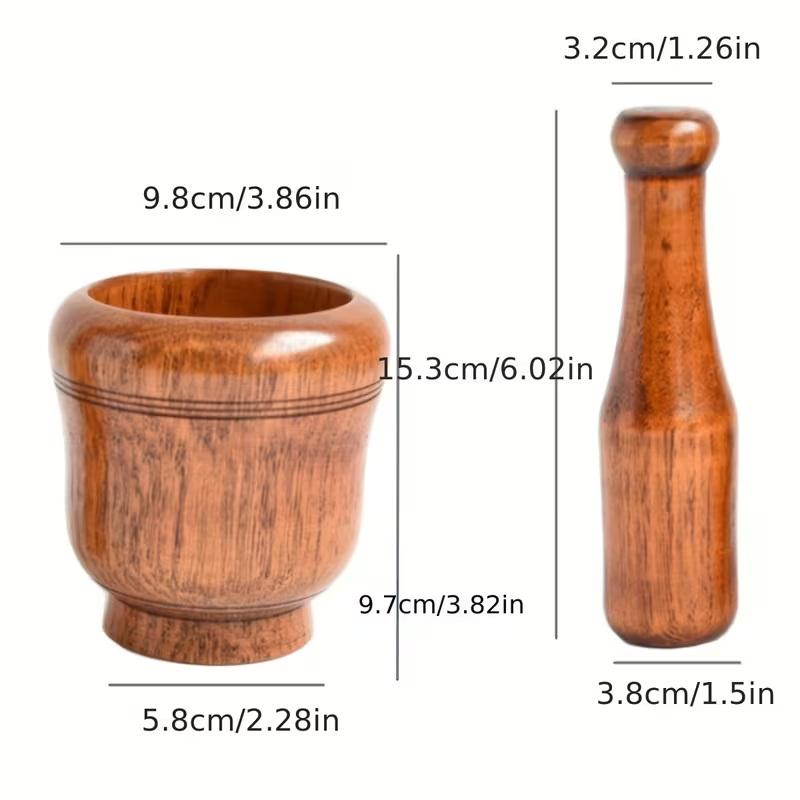 Hölzerne Mahlschüssel, Haushalt, Küche, manuell, Knoblauch, Ingwer, Gewürze, Mühle, Mörser, Stößel