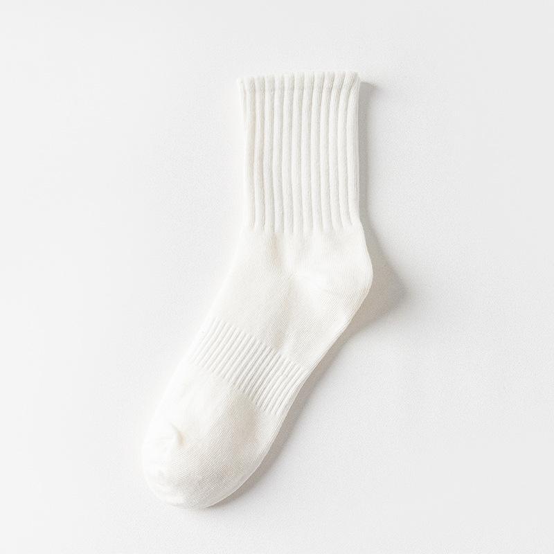 Solid-colored Cotton Socks, Men's Spring and Autumn Sweat-absorbing and Odor-proof Mid-calf Socks, Men's Versatile Sports Socks