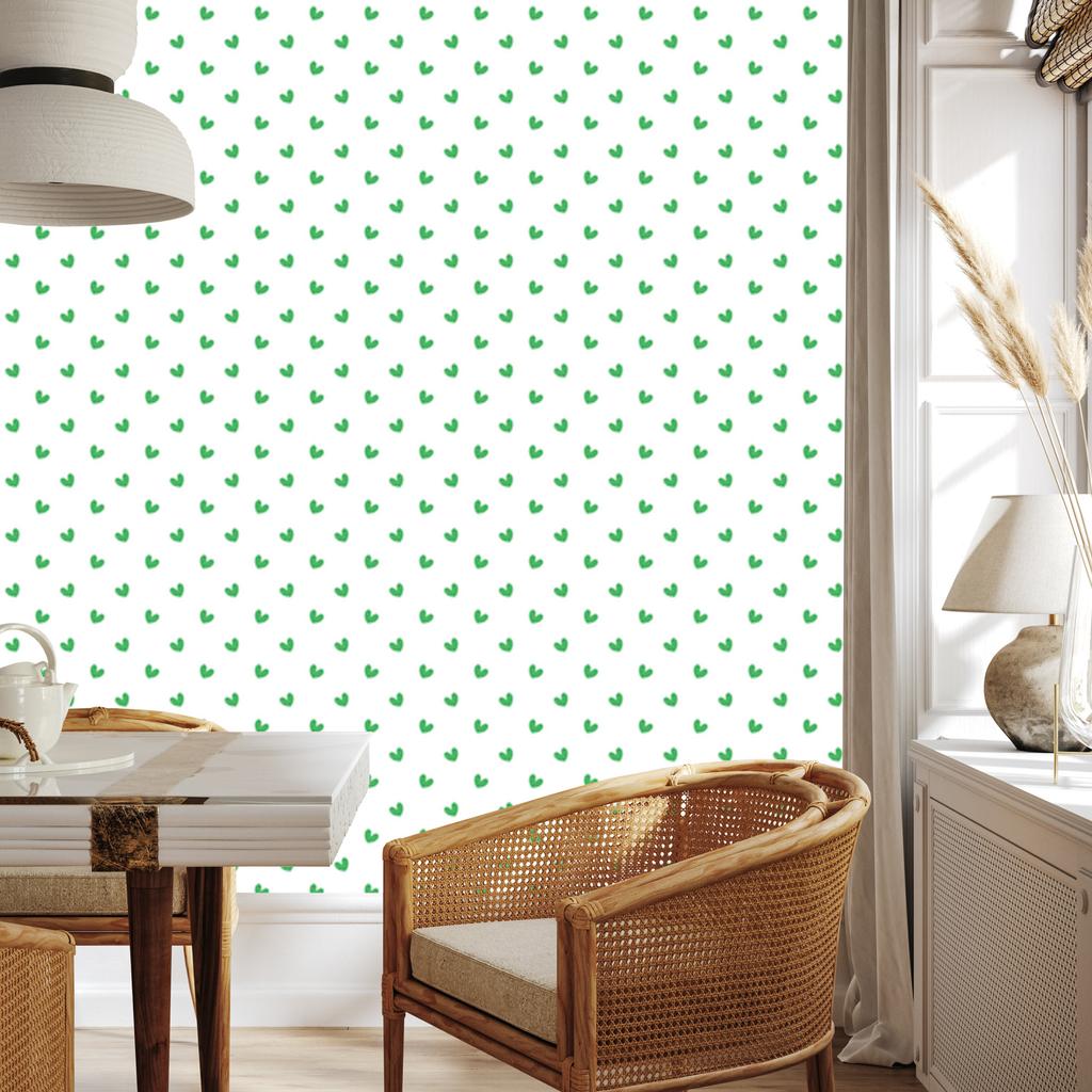 Heart Wallpaper White, Mint and Green 50x1000