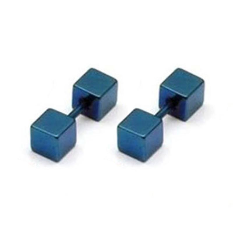 2Pcs Geometric Double-sided Square Stud Earrings For Women/Men Stainless Steel Screw Fine Ear Pin Small Ear Bone Stud Jewelry