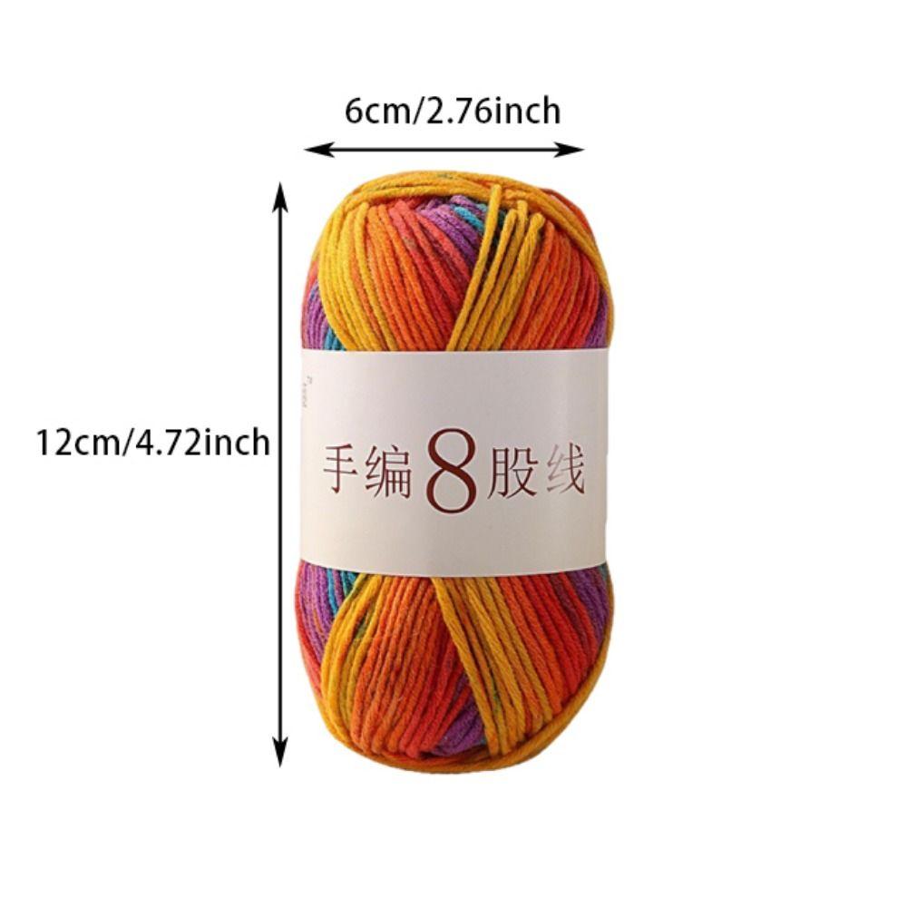 8 Strands Hand Knitting Yarn DIY Multi-Color 8-Ply Crochet Yarn Rainbow Segment Coarse Yarn Hand-Dyed Yarn Crochet Projects