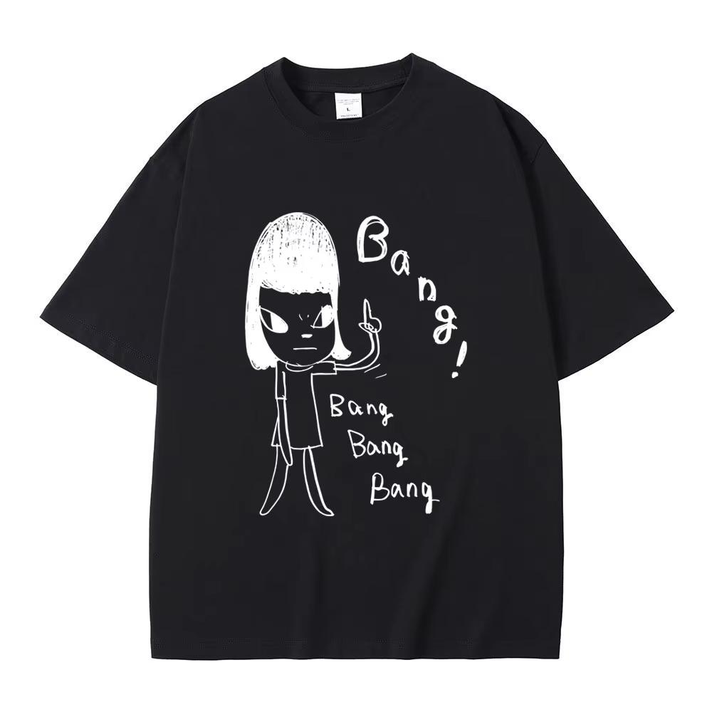 

Funny Yoshitomo Nara Bang T Shirts Men Women Casual Funny T-shirt Male Vintage Oversized Streetwewr Unisex Pure Cotton Tshirt... 5XL різнокольоровий