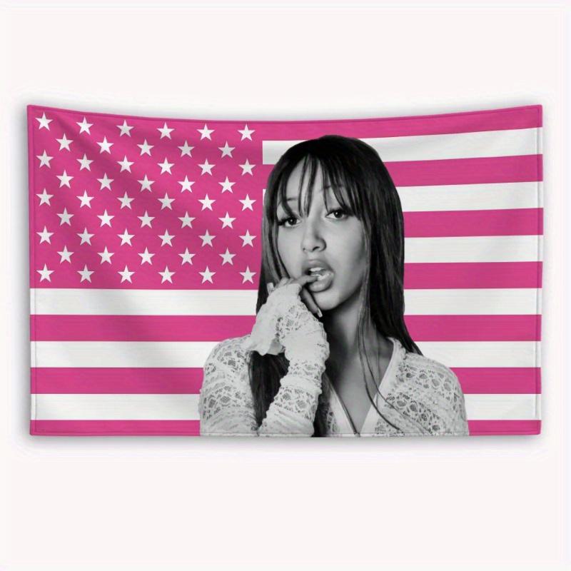 

1pc Pink USA Flag Tapestry Singer Fan Gift Dorm Bedroom Wall Decor 74x94cm(29x37in)