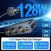 128W Car USB Charger Adapter 7-in-1 3 Socket Cigarette Lighter Splitter With ON-OFF Switch QC 3.0 +PD Fast Type-c Car Charging