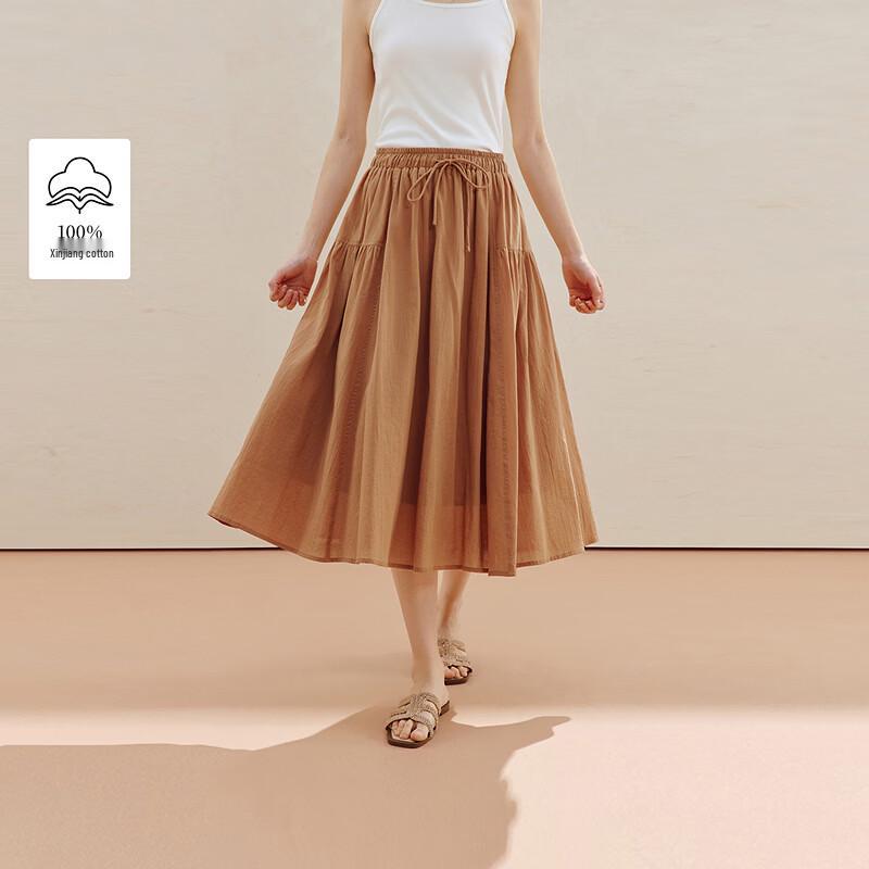 INMAN Retro Cotton A-Line Midi Skirt L