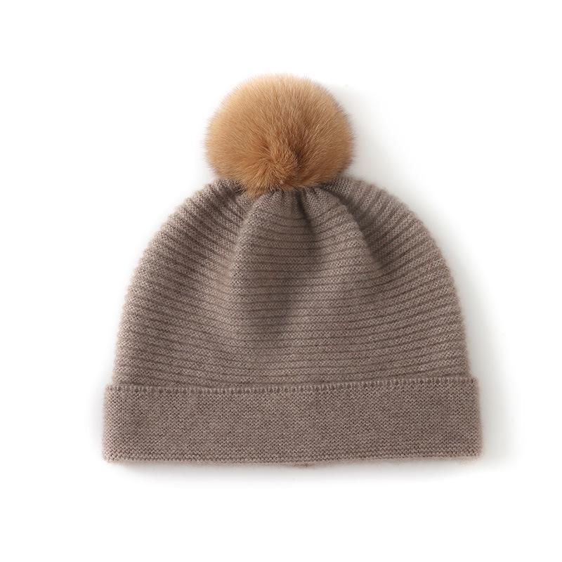 Luxurious Cashmere Knitted Beanie with Pom-pom and Ear Protection for Men and Women - Thickened, Solid Color, Perfect for Autumn and Winter