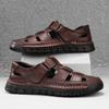 Men's Closed Toe Sandals Large Size Genuine Leather Casual Sandals Outdoor Hiking Sandals Hand Sewn Casual Sandals