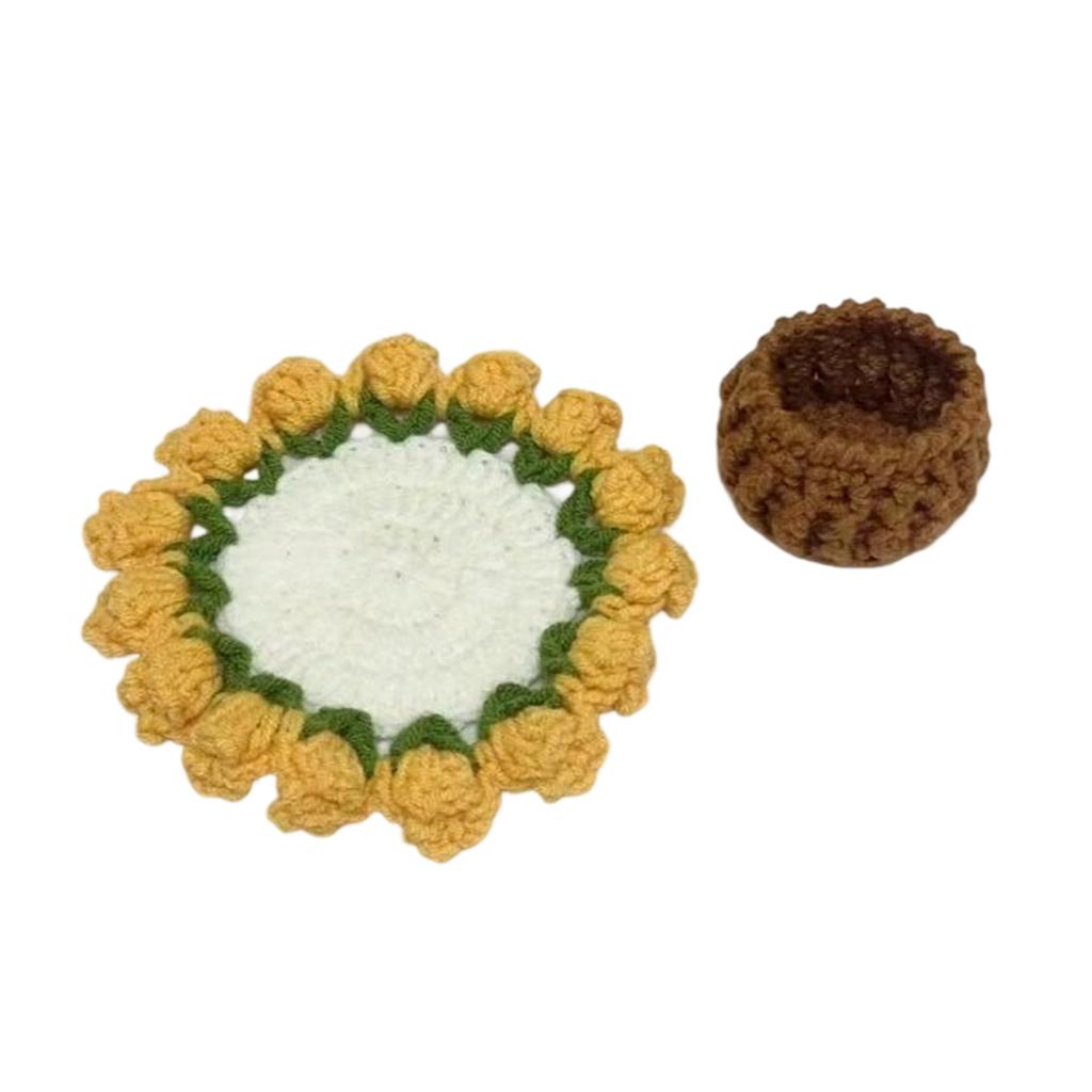 Almofada Térmica de Crochê de Lã Feita à Mão Decorações de Mesa Presentes Criativos de Feriado Flor Rosa Produtos Acabados