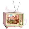 Rolife 3D Wooden Cherry Blossom Dream Electric Music Box with Light Effects and Interior Craft DIY Music Time Educational Perfect for Japan Assembly