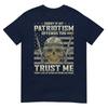 Patriotic Veteran Usa Flag American Military War Hero Skull Tshirt