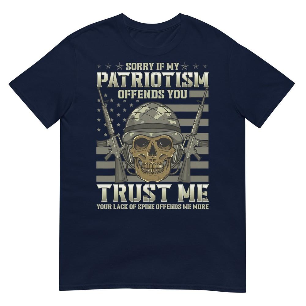 Patriotic Veteran Usa Flag American Military War Hero Skull Tshirt S