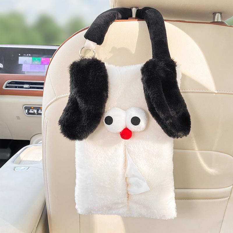 Plüsch-Taschentuchhalter für Auto Cartoon-Hund Sitzlehnen-Taschentuchbox Kreative Sitzlehnen-Taschentuchbox Weiche Taschentuchhülle Organizer für Auto