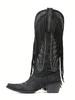 Fashionable Casual Western Boots For Women Tassels Embroidered Block Heel Boots High Heels Slip-On Vintage Women's Boots