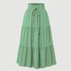 Moda Feminina Cor Sólida Renda Floral Cintura Elástica Solta Saia Longa
