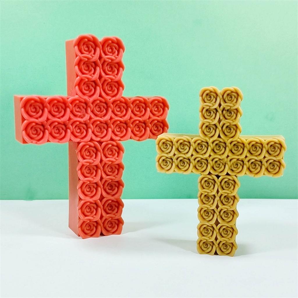 Kruzifix Statue Silikon Kerzenform Katholisch Gips Beton Harz Gusswerkzeug Rose Seifenformen Heim Religiöse Dekorationen