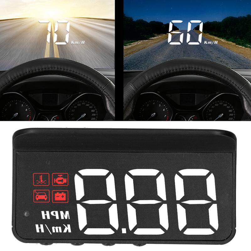 OBD2 HUD Head Up Display Windshield Projector Multi‑Function Gauge Alarm Fatigue Driving Reminder