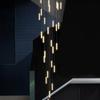 Staircase long chandelier modern minimalist villa light luxury living room loft internet famous rotating duplex building