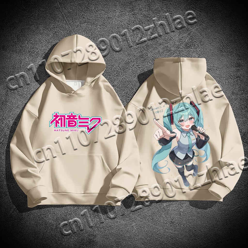 2025 Hatsune Miku Hoodie Long Sleeve Printed Sweatshirt Hooded Fleece Casual Comfort Women's Pullover Unisex