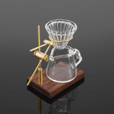 1Set 1:12 Puppenhaus Miniatur Handgebrühter Kaffeeständer Glaskanne Trichter Mini Kaffeeständer Kaffeemaschine Tasse Modell Küchendekor