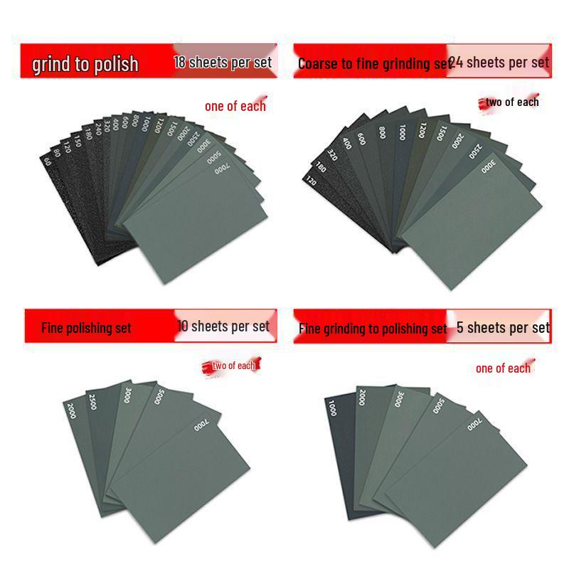 Multipurpose Wet Sandpaper Set for Polishing: Car, Jade, Amber, Wood, Metal, Wall, Billiard Cues