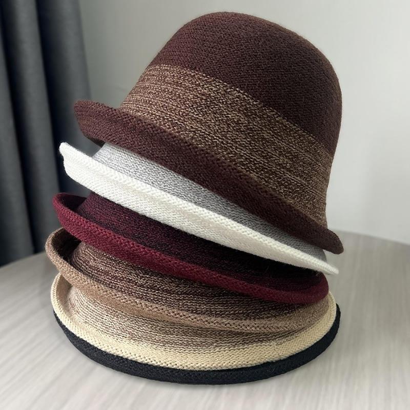 Retro gekräuselte Fischerhut Kinder Herbst und Winter Britisches Temperament Zylinder zeigt kleines Gesicht elegant Wollbeckenhut Tide