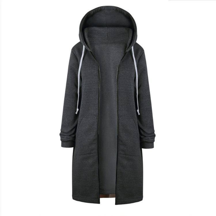 2025 New Women Thicken Hoodies Parkas Autumn Winter Loose Hooded Jackets Mid-length Padded Zipper Pockets Large Size Sweatshirt