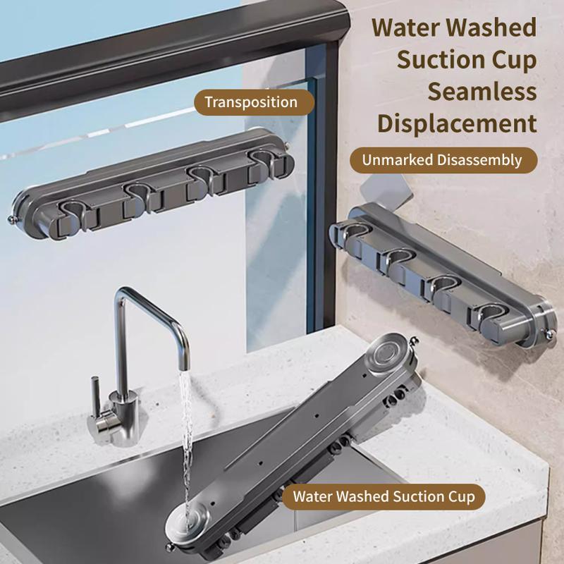 Bathroom Row Non Perforated Mop Holder Suction Cup Wall Mounted Storage Rack Broom Clip Home Storage Supplies