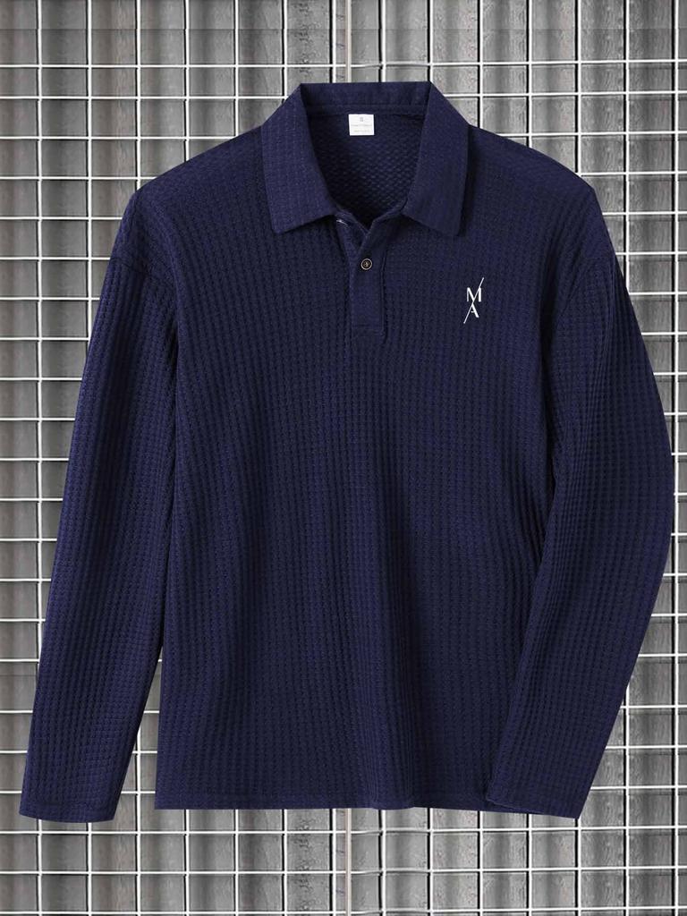 Mens Long Sleeve Polo Shirt, Casual Business Work Tops, Regular Fit for Meeting Errands Outdoor Walk Commute Leisure Daily Wear